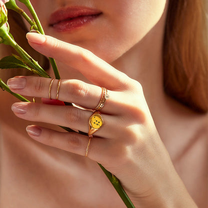 Luna - Bague plate en perles