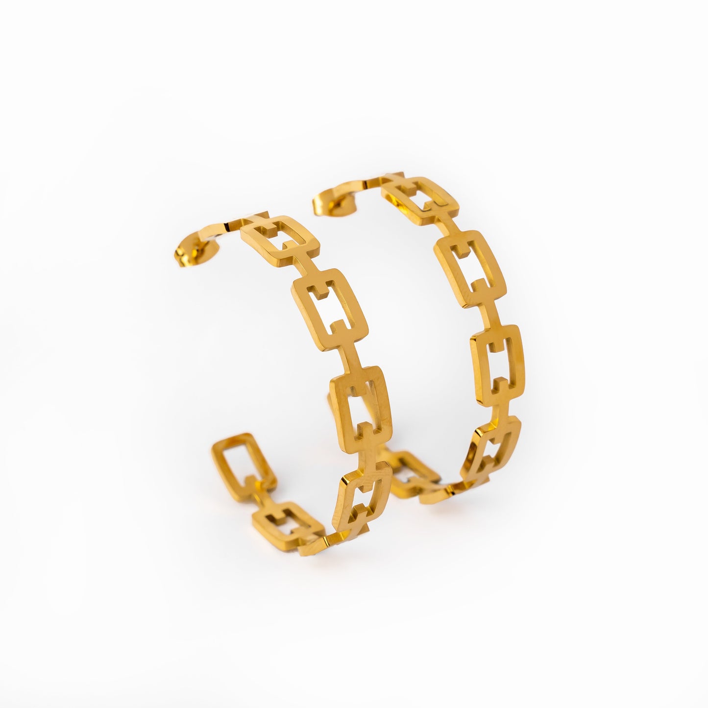 Gina – Créoles Géométriques Plaquées Or 18K