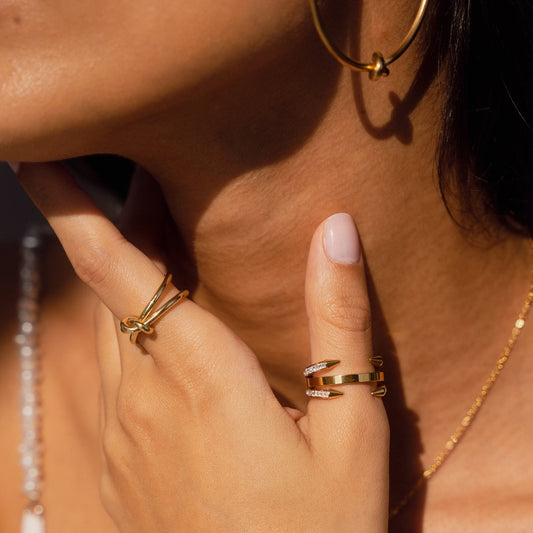 Thalia – Bague Ajustable Entrelacée Dorée