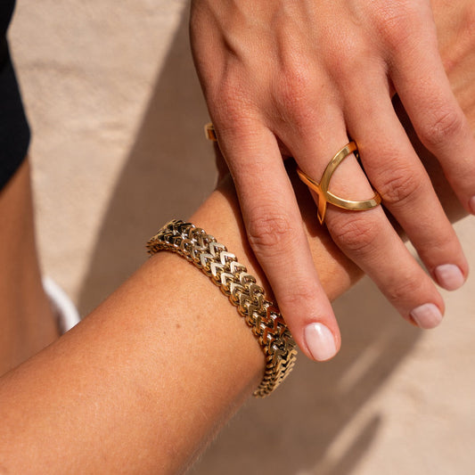Eden – Bracelet Texturé Plaqué Or 18K