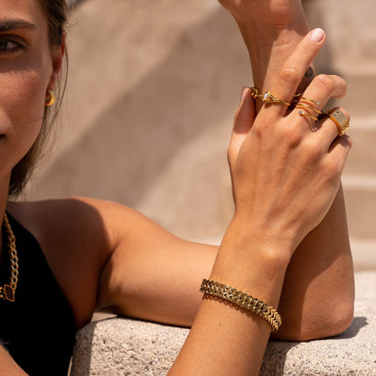 Eden – Bracelet Texturé Plaqué Or 18K