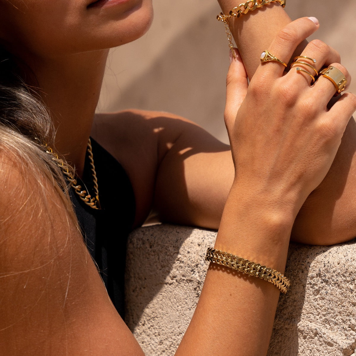 Eden – Bracelet Texturé Plaqué Or 18K