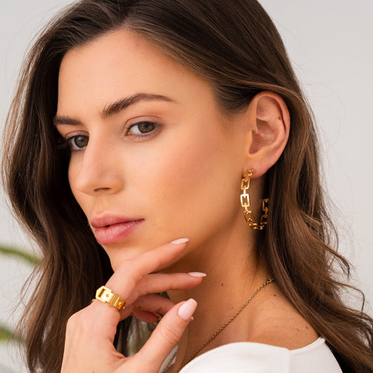 Gina – Créoles Géométriques Plaquées Or 18K