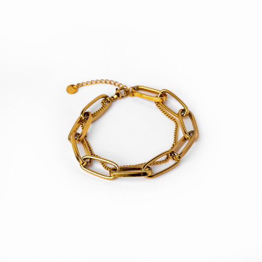 Jaena – Bracelet Double Chaîne Figaro 14K Doré