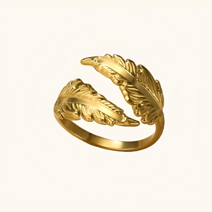 Klio – Bague Plume Élégante en Acier Inoxydable
