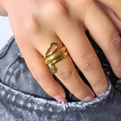 Zonya – Bague Serpentine Texturée Ajourée