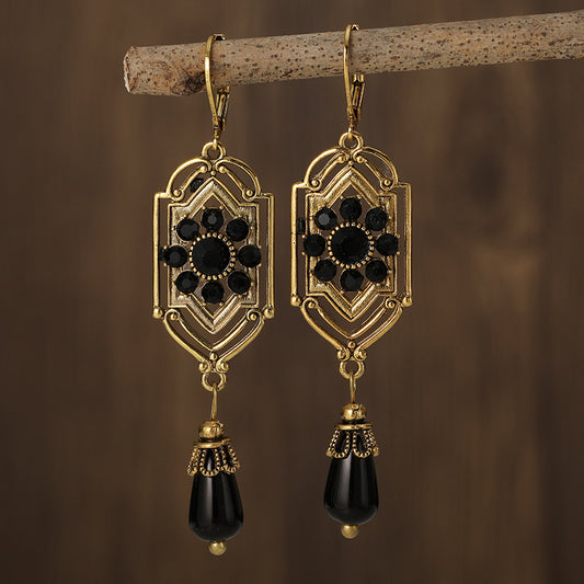 Ravenna – Boucles d’Oreilles Cristal Noir Vintagefollow