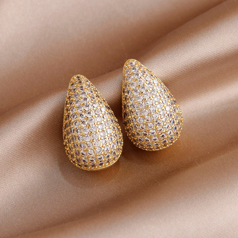 Boucles d'oreilles en diamant en forme de goutte - Boucle d'oreille en diamant incrusté