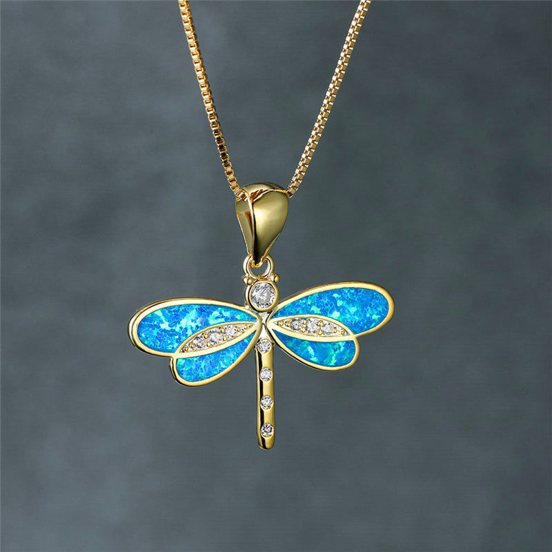 Siena – Collier de Libellule en Or avec Opale