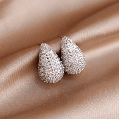 Boucles d'oreilles en diamant en forme de goutte - Boucle d'oreille en diamant incrusté