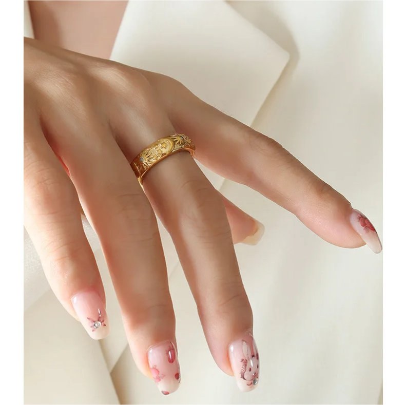 Lunea – Bague Céleste en Acier avec Zircon