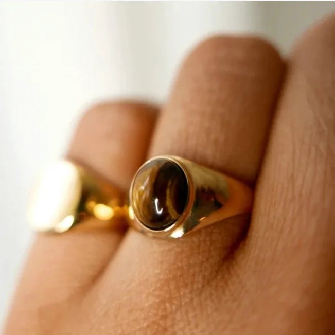 Sheynn – Bague Ovale Œil de Tigre