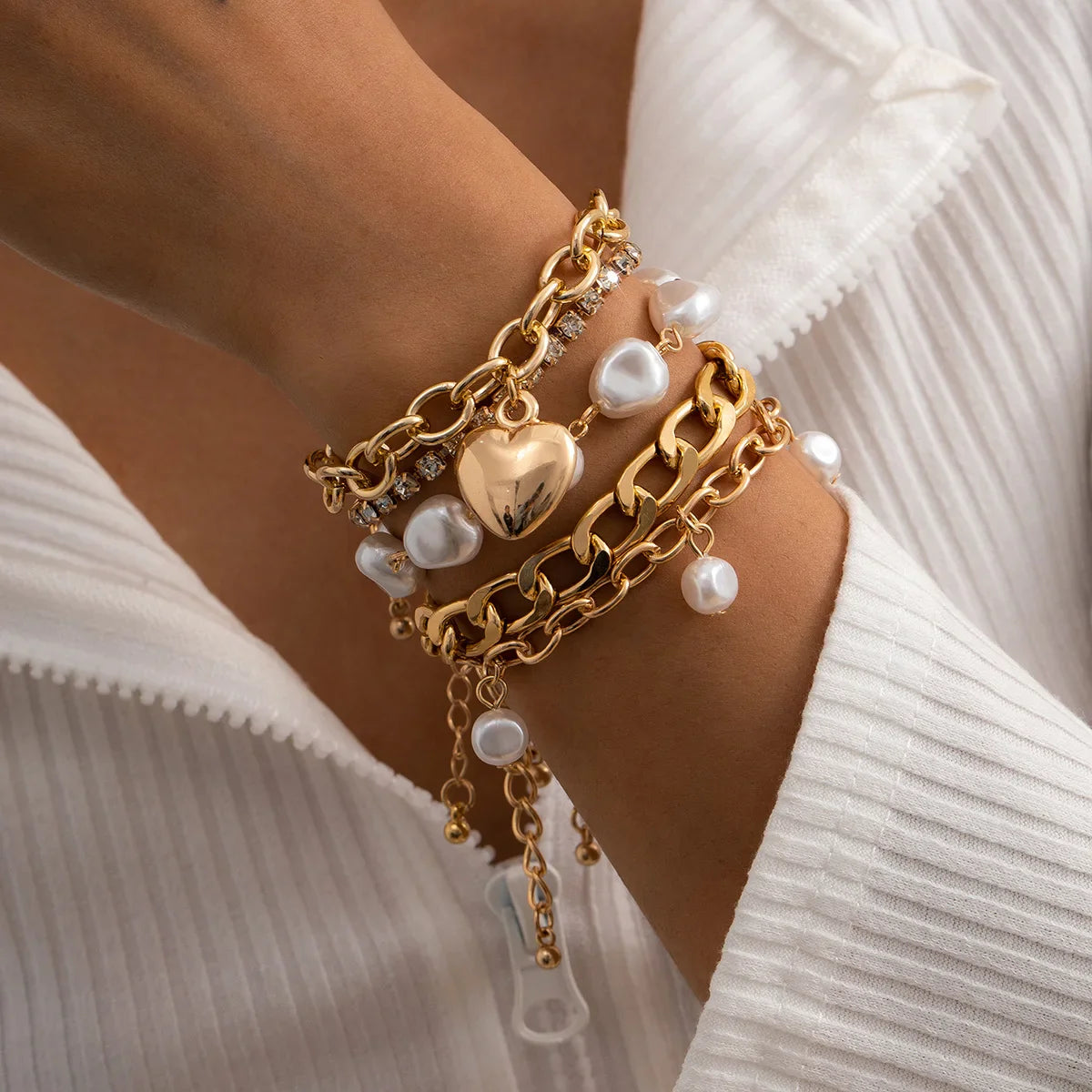 Elle – Ensemble de Bracelets Superposés Raffinés