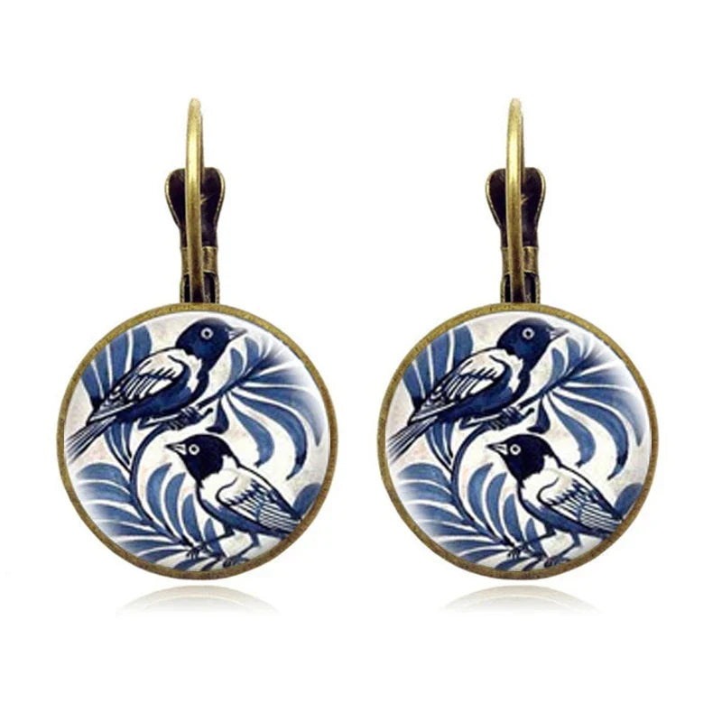 Azuria – Boucles d’Oreilles Oiseau Bleu en Bronze