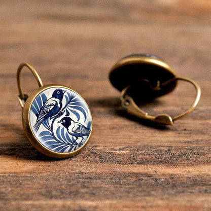 Azuria – Boucles d’Oreilles Oiseau Bleu en Bronze