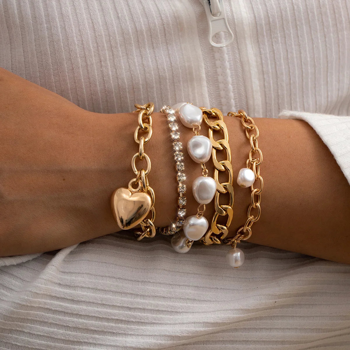 Elle – Ensemble de Bracelets Superposés Raffinés