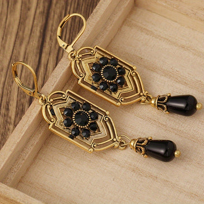 Ravenna – Boucles d’Oreilles Cristal Noir Vintagefollow