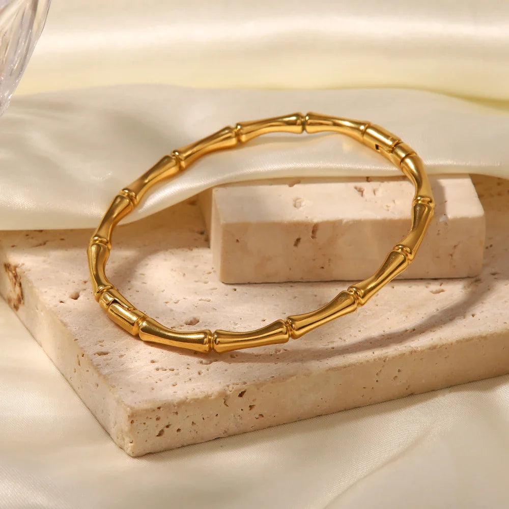 Zen – Manchette Bambou 18 Carats Raffinée