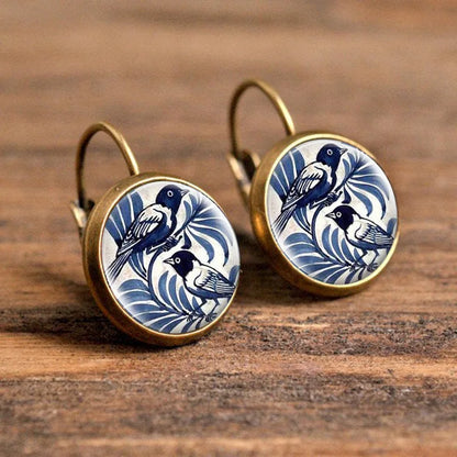 Azuria – Boucles d’Oreilles Oiseau Bleu en Bronze