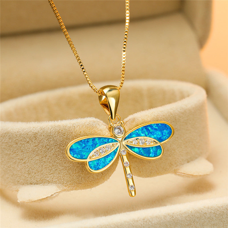 Siena – Collier de Libellule en Or avec Opale