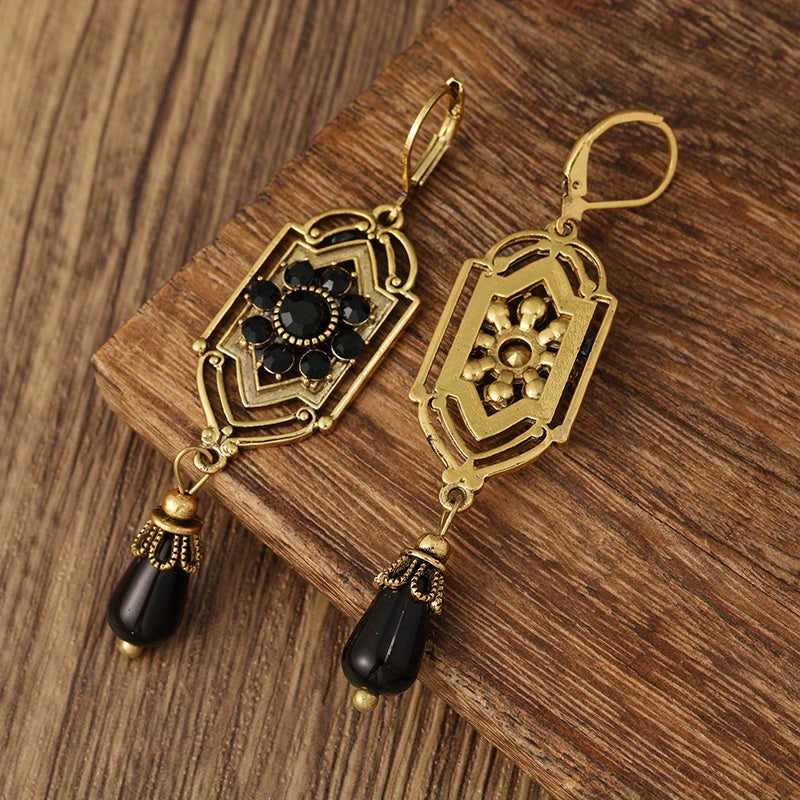 Ravenna – Boucles d’Oreilles Cristal Noir Vintagefollow