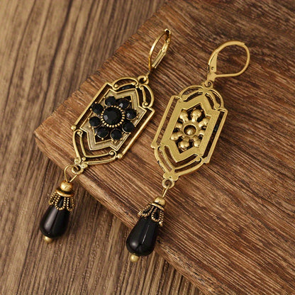 Ravenna – Boucles d’Oreilles Cristal Noir Vintagefollow