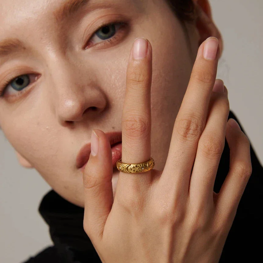 Lunea – Bague Céleste en Acier avec Zircon