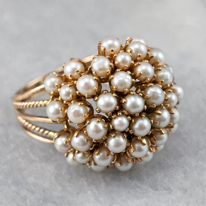 Alma – Bague Dorée Incrustée de Perles