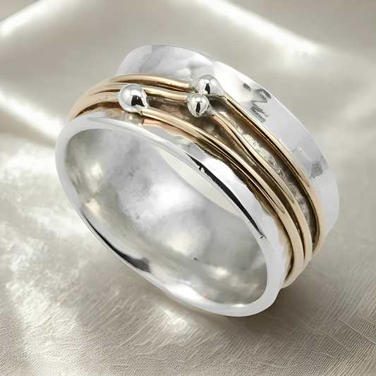 Alix – Bague Argent et Doré Style Rétro