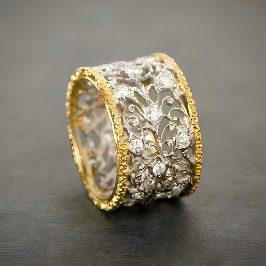 Mika – Bague Vintage en Zirconium Forme Lierre