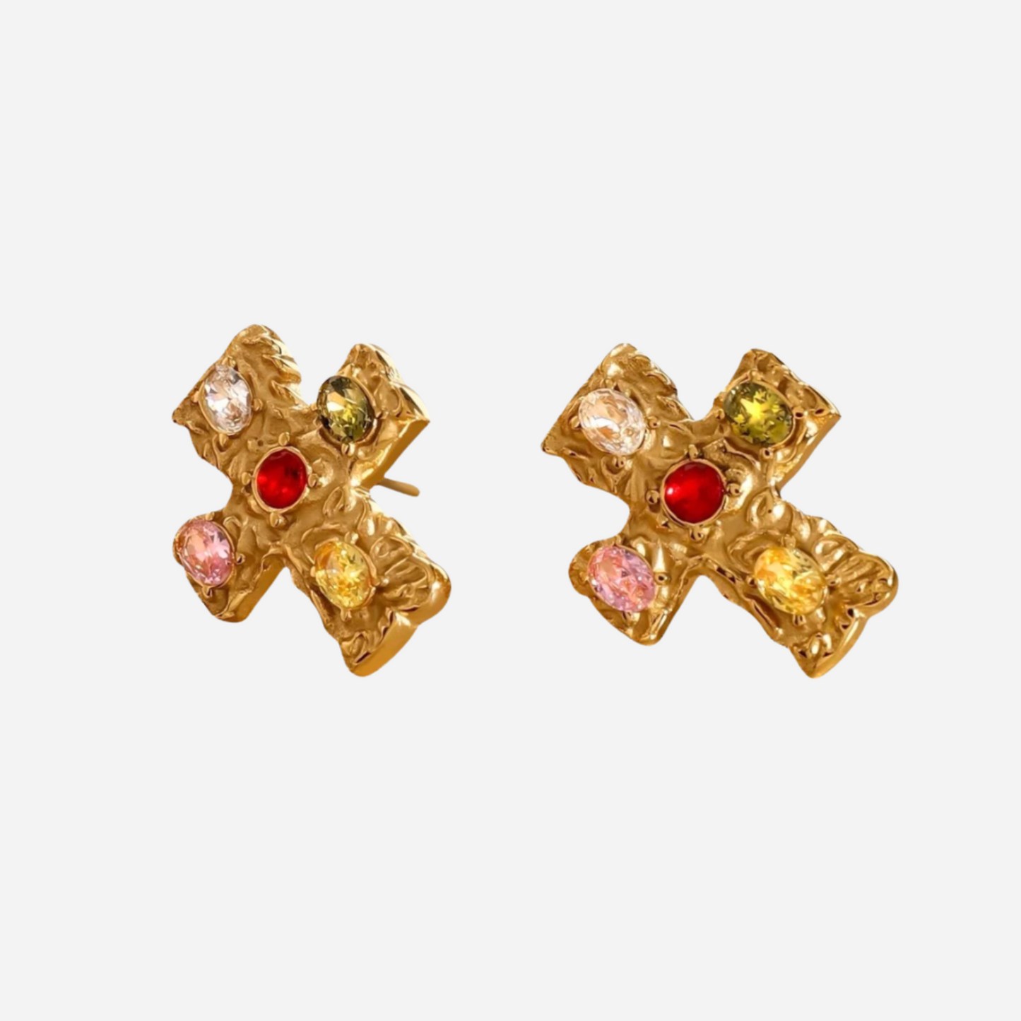 Saki – Boucles Croix Pierre Fondue Élégantes