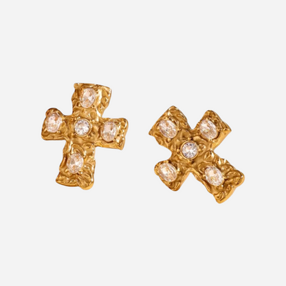 Saki – Boucles Croix Pierre Fondue Élégantes