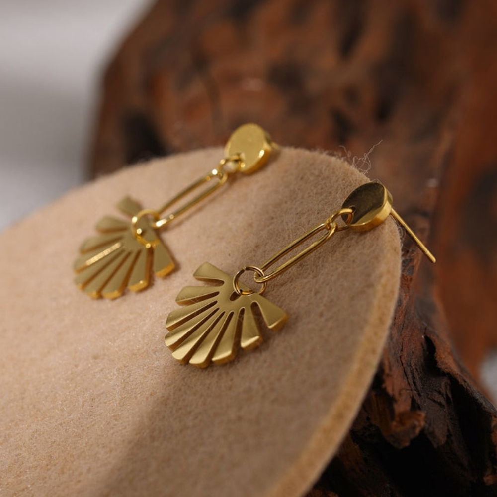 Clous d'oreilles Floral Drop - Boucles d'oreilles en forme d'éventail