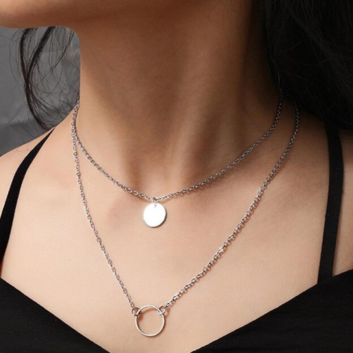 Pendentif Rond - Collier Multilayer