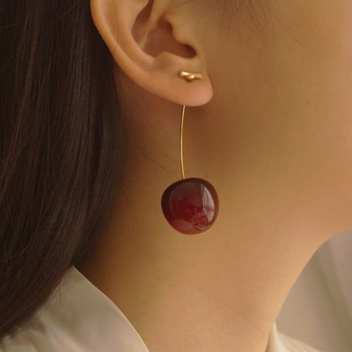 Boucles d'oreilles Cerise Sombre - Boucles d'oreilles Pendantes Longues