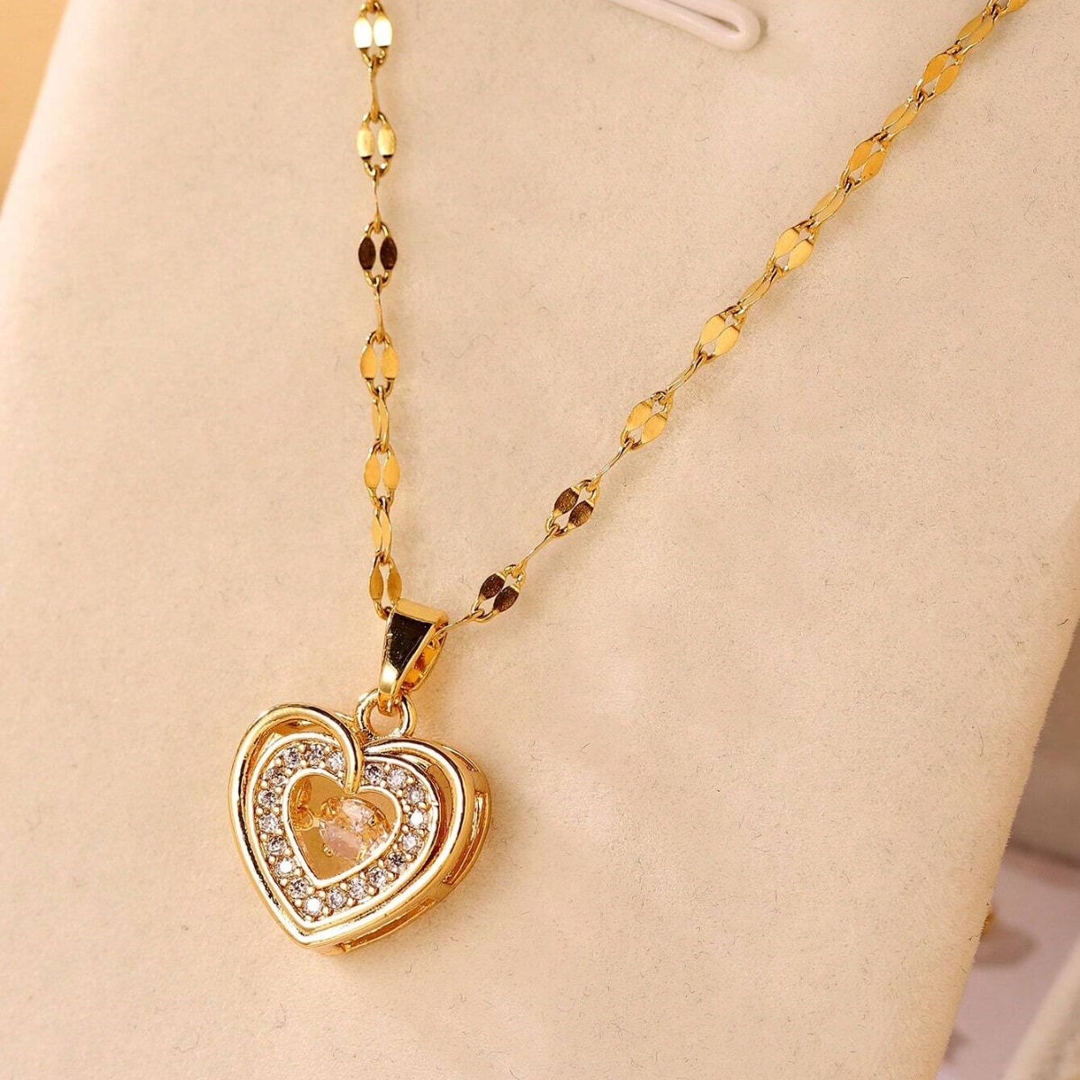 Love Heart Pendentif - Collier à Double Couches