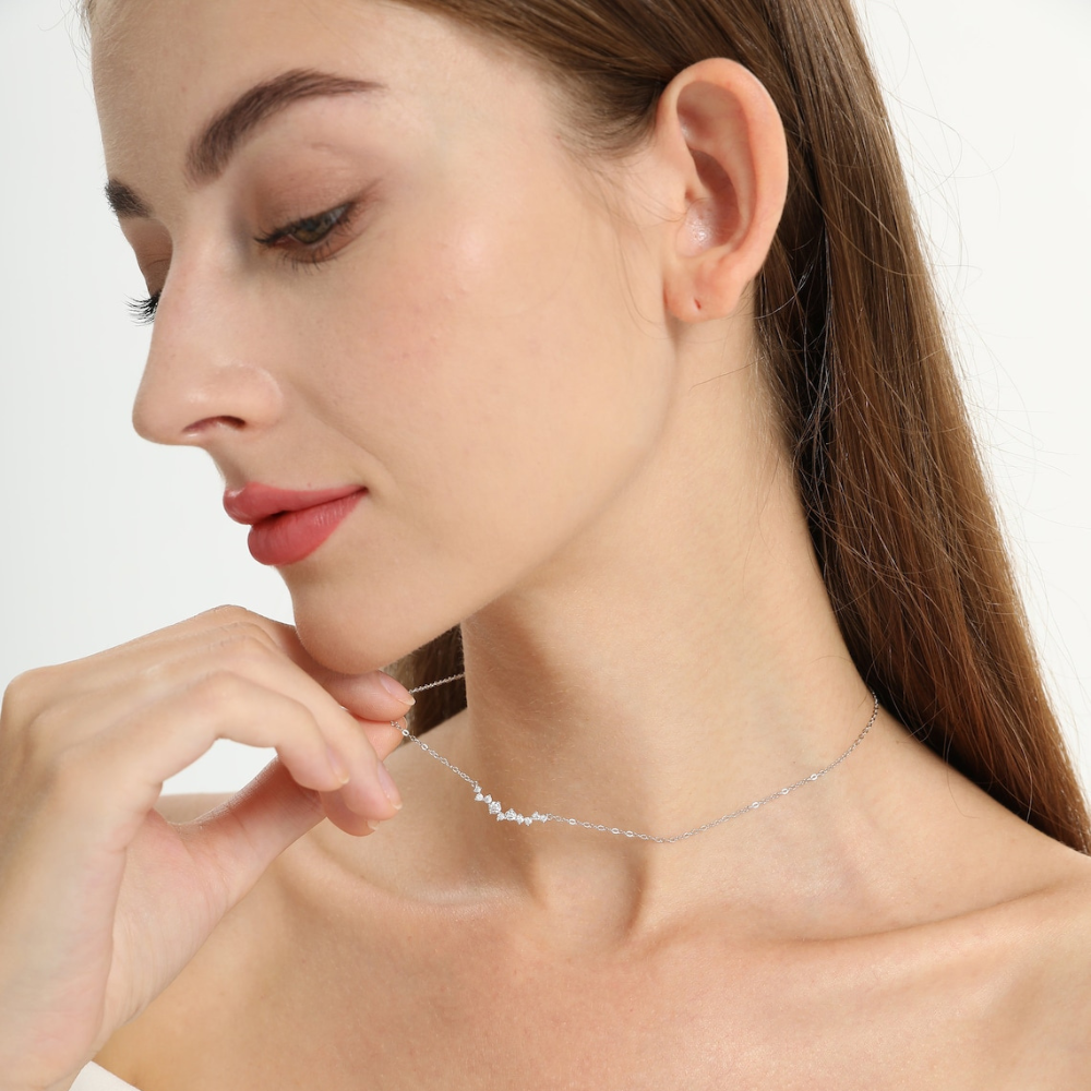 Collier Sourire en Diamant - Collier Fin avec Pendentif Diamant
