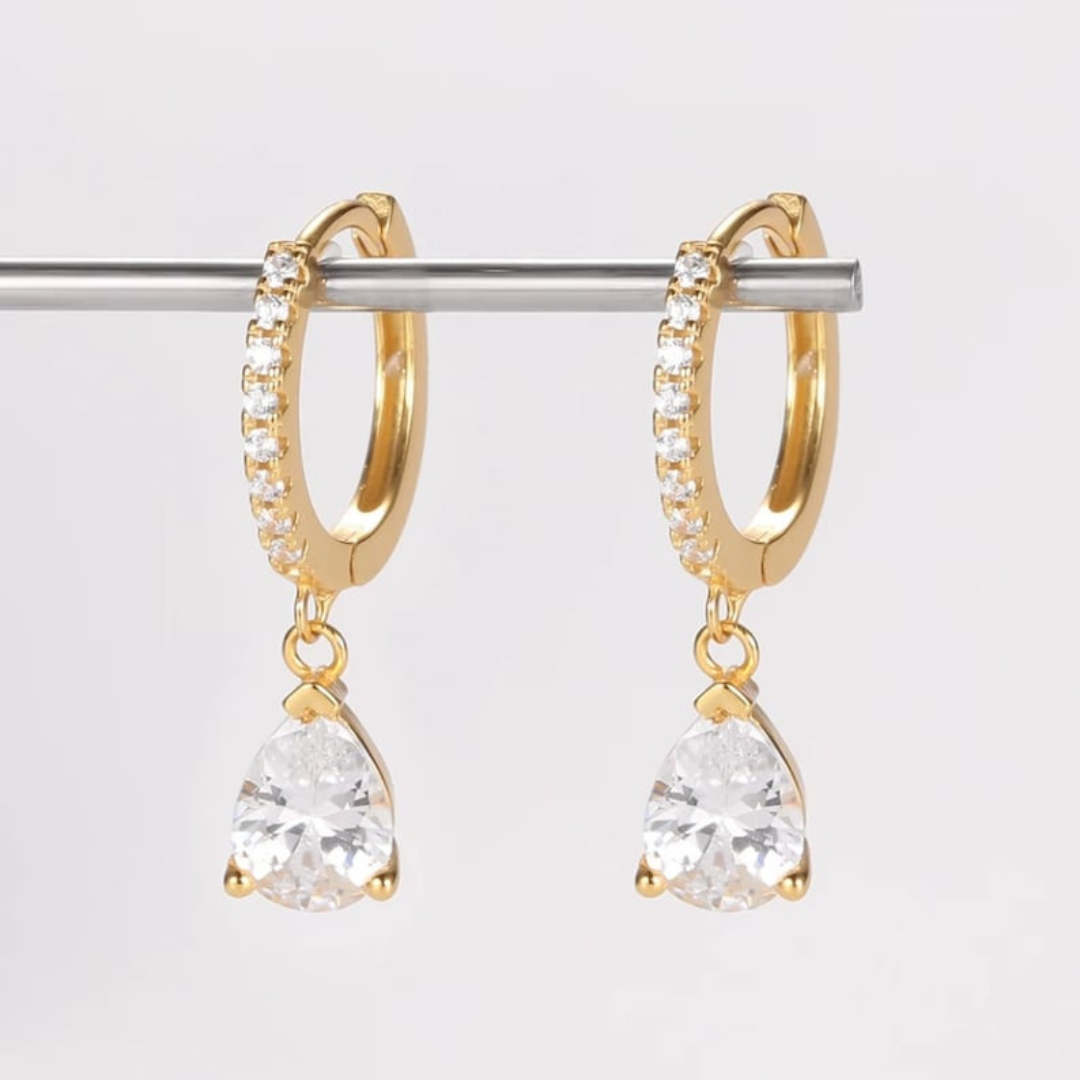 Boucles d'oreilles Cristaux en goutte - Huggies délicats en zircon