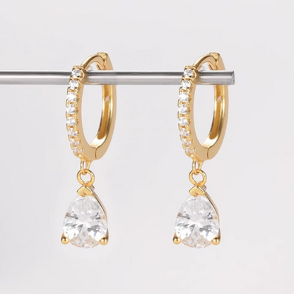 Boucles d'oreilles Cristaux en goutte - Huggies délicats en zircon