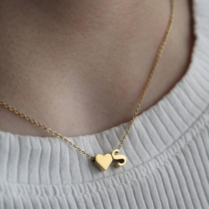 Collier avec initiale en forme de cœur - Pendentif cœur personnalisé