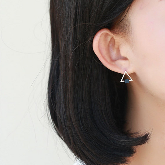 Géométriques Triangles - Boucles d'oreilles Cube Noir