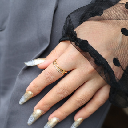 Bague croisée délicate - Double barre