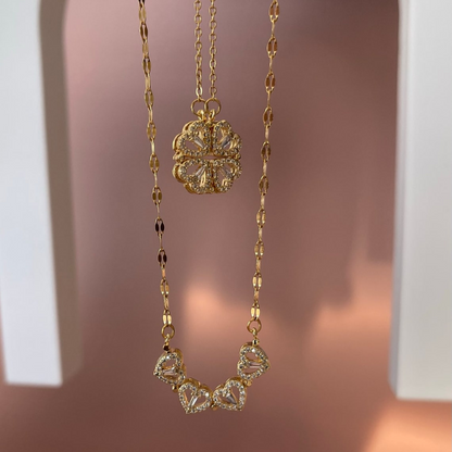 Collier Trèfle à Quatre Feuilles - Collier Cœur Magnétique