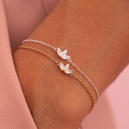 Trois Fleurs de Zircon - Bracelet Chaîne
