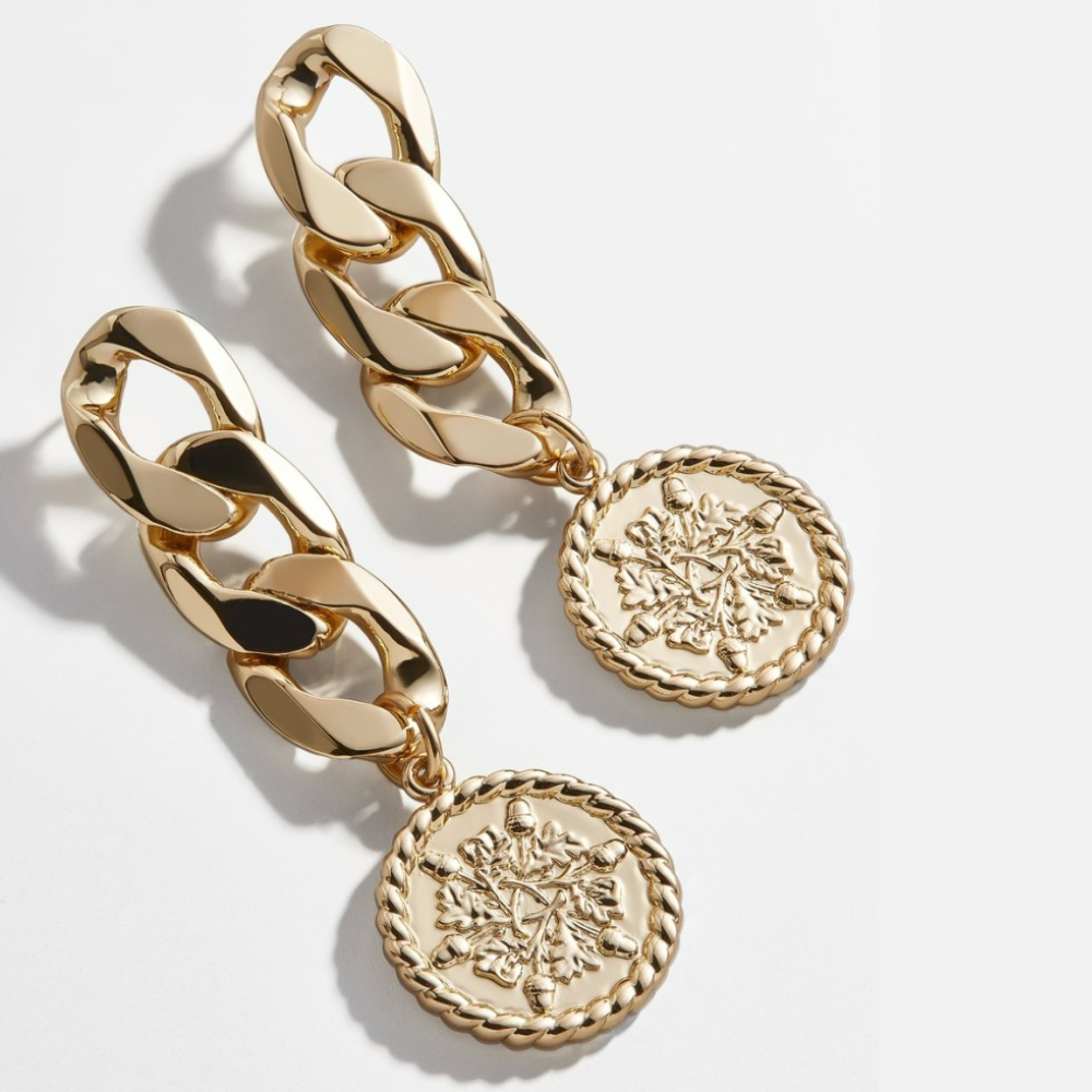 Boucles d'oreilles à chaînes de pièces - Boucles d'oreilles en or
