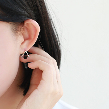 Géométriques Triangles - Boucles d'oreilles Cube Noir