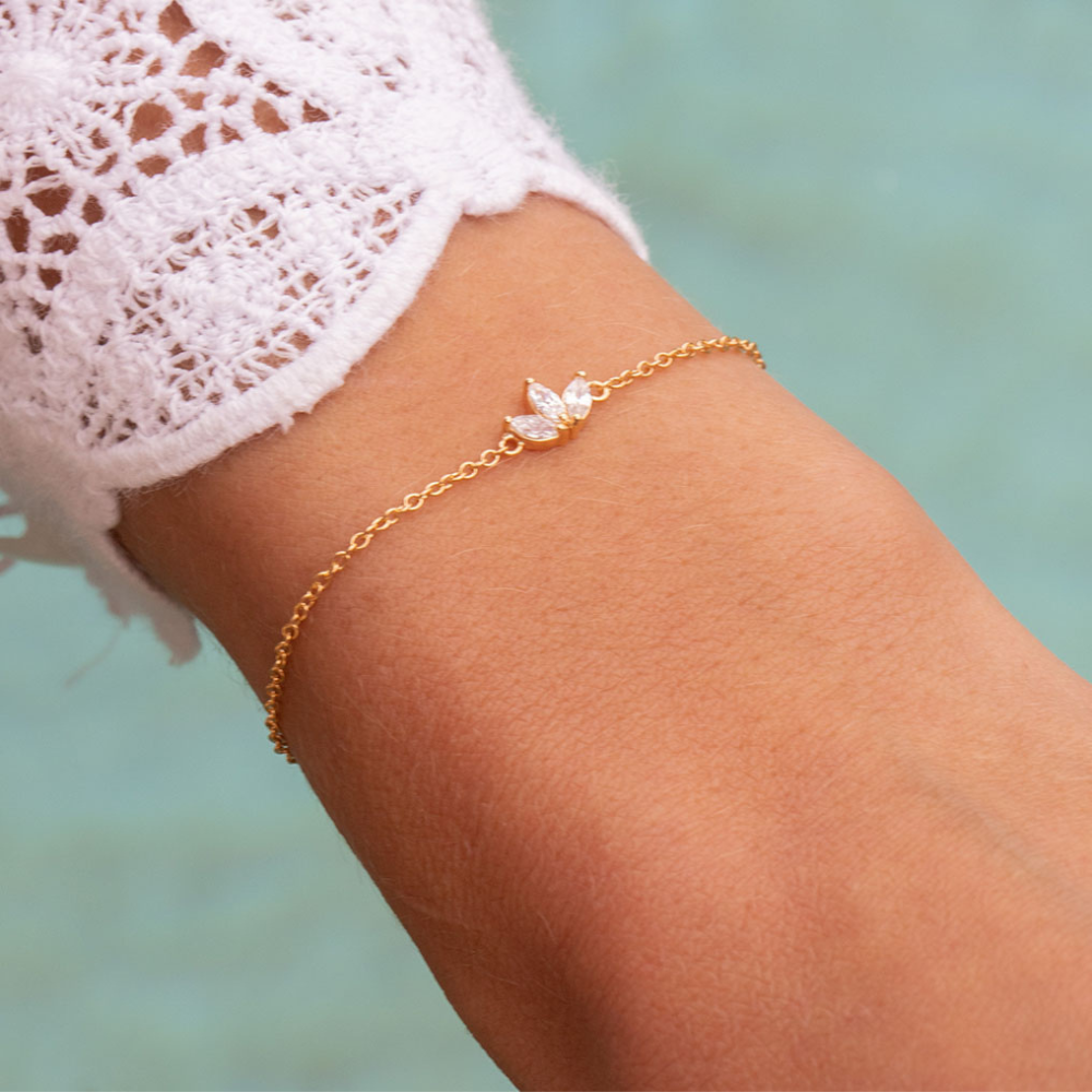 Trois Fleurs de Zircon - Bracelet Chaîne