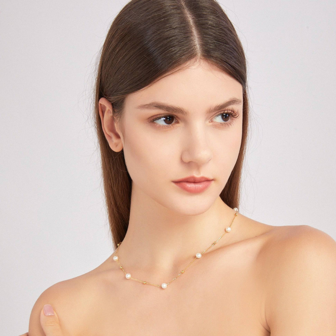 Collier en or et perles - Perles et chaîne en or alternées