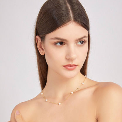 Collier en or et perles - Perles et chaîne en or alternées