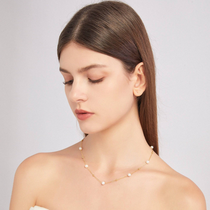 Collier en or et perles - Perles et chaîne en or alternées